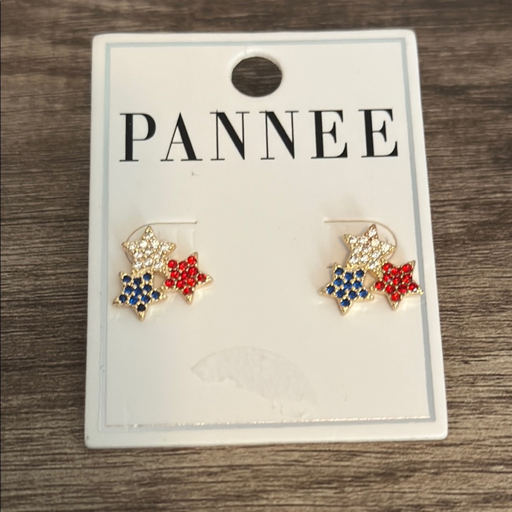 Star Earrings with Red and Blue Accents